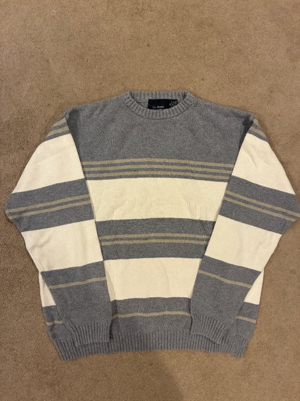 Vintage Bill Blass mens XXL striped gray cream sweater